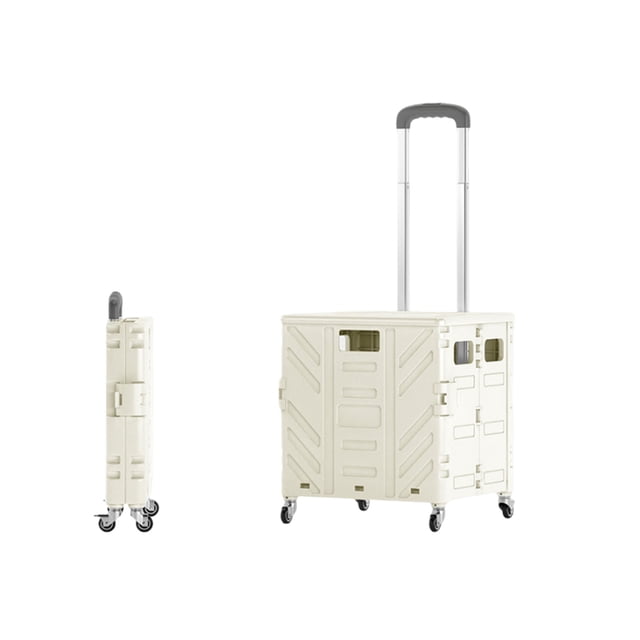 Maytalsory Multi-functional Rolling Crate For Camping Hiking Enthusiasts Portable Collapsible Cart With Wheels white 4 rounds