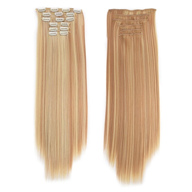 HHBEAUTY Rallonges de Cheveux à Clip de 20 Pouces en Cheveux Humains pour Femmes Mode - Longues Lisses Soyeuses 6 Pcs 16 Clips Rallonges de Vrais Cheveux à Clip en Cheveux Humains