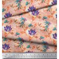 thumbnail image 2 of Soimoi Poly Georgette Fabric Leaves & Floral Hand Drawn Decor Fabric Printed Yard 52 Inch Wide, 2 of 3