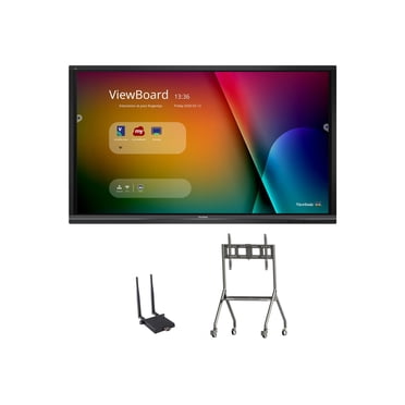 ViewSonic ViewBoard IFP6550-E4 - 65" Diagonal Class LED-backlit LCD display - interactive - with touchscreen - 4K UHD (2160p) 3840 x 2160 - with ViewSonic LB-WIFI-001 Adapter, ViewSonic VB-STND-005 Cart