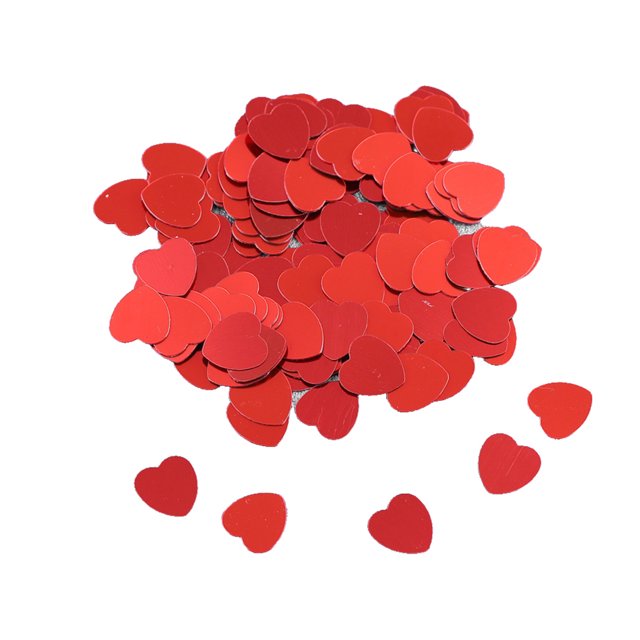 Langgg Paper Scraps Mini Heart Shape Wedding Accessory Plastic Material Confetti Tabletop Ornament for Valentine's Day Red15mm 2Set