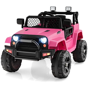 Patiojoy Voiture Électrique 12V pour Enfants Type Jeep avec Télécommande Parentale Musique Klaxon Phares Fonction Démarrage Lent Rose