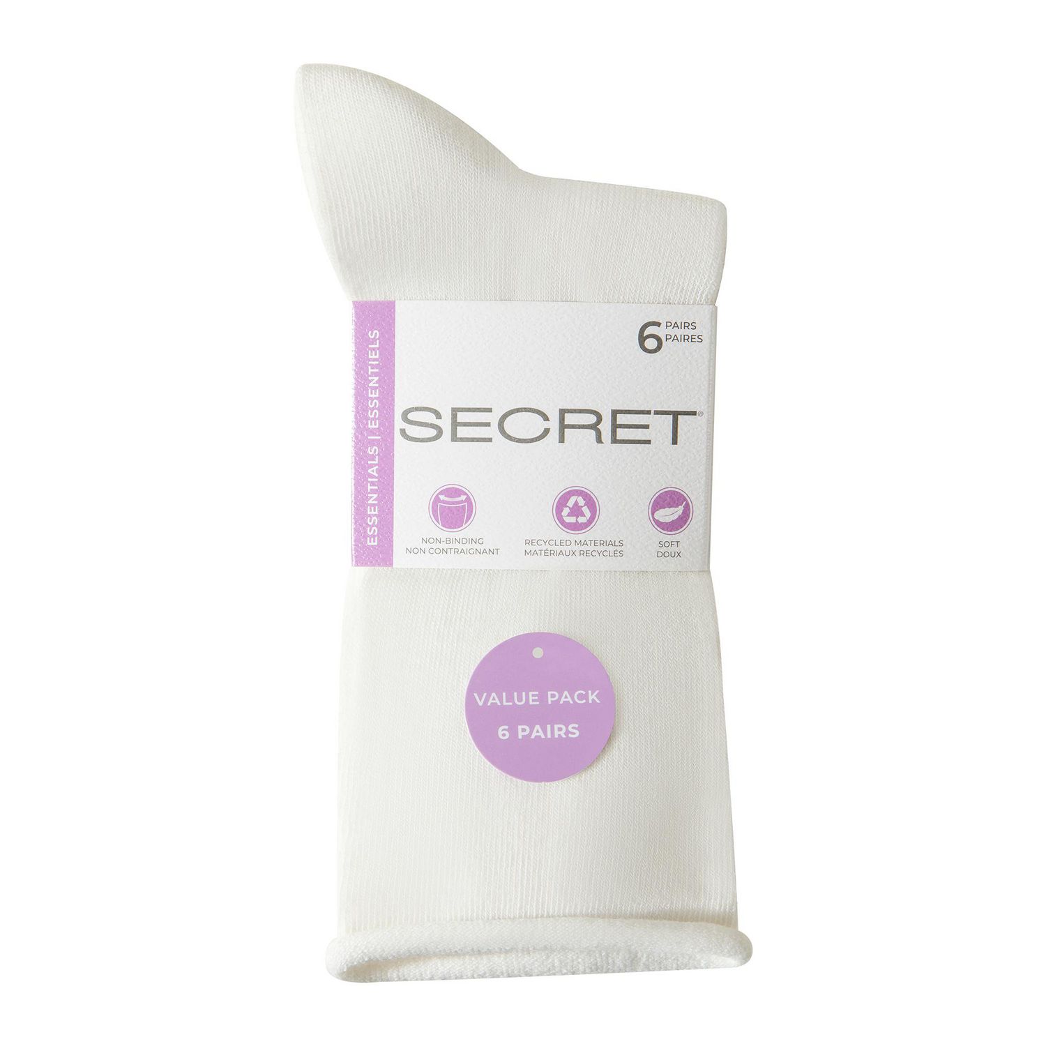 Secret Essentiel Chausette à bord roulé pour femmes 6P