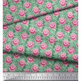 thumbnail image 2 of Soimoi Tissu Satin Soie Tissu à Rayures et Imprimé Floral de Roses au Mètre 42 Pouces de Large, 2 of 3