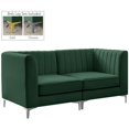 thumbnail image 3 of Meridian Furniture Alina Green Velvet Modular Sectional, 3 of 16