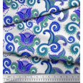 thumbnail image 2 of Soimoi Brown Modal Satin Fabric Leaves & Floral Check Printed Fabric 1 Yard 42 Inch Wide, 2 of 3