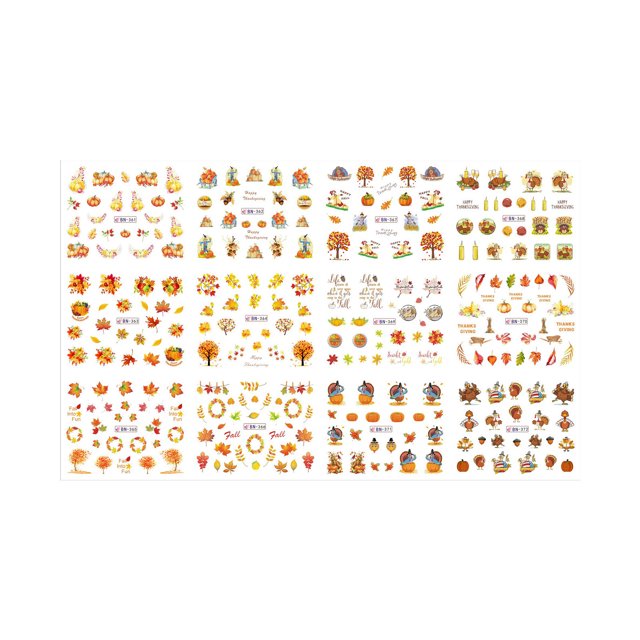 TopLLC False nail Nail Art Sticker Maple Leaf 12 In Large Watermark Squirrel Nail Decal Nail Stickers