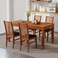 thumbnail image 4 of Costway Modern Dining Chair Set of 2 Kitchen Chair with Rubber Wood Legs & Slatted Backrest Brown, 4 of 9