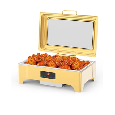 Towallmark Electric Stove,Roll Top Chafing Dish Buffet Set with Touch Screen, Catering Food Warmer with 1 Full Size Chafing Server Dish and Glass Window for Parties, Birthday, Wedding