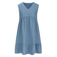 thumbnail image 4 of Yuyuzo Robes d'Été pour Femmes Sans Manches à Col en V Mini Robe T-Shirt Plissée à Volants Fluide Plage Vacances Robes d'Été, 4 of 6