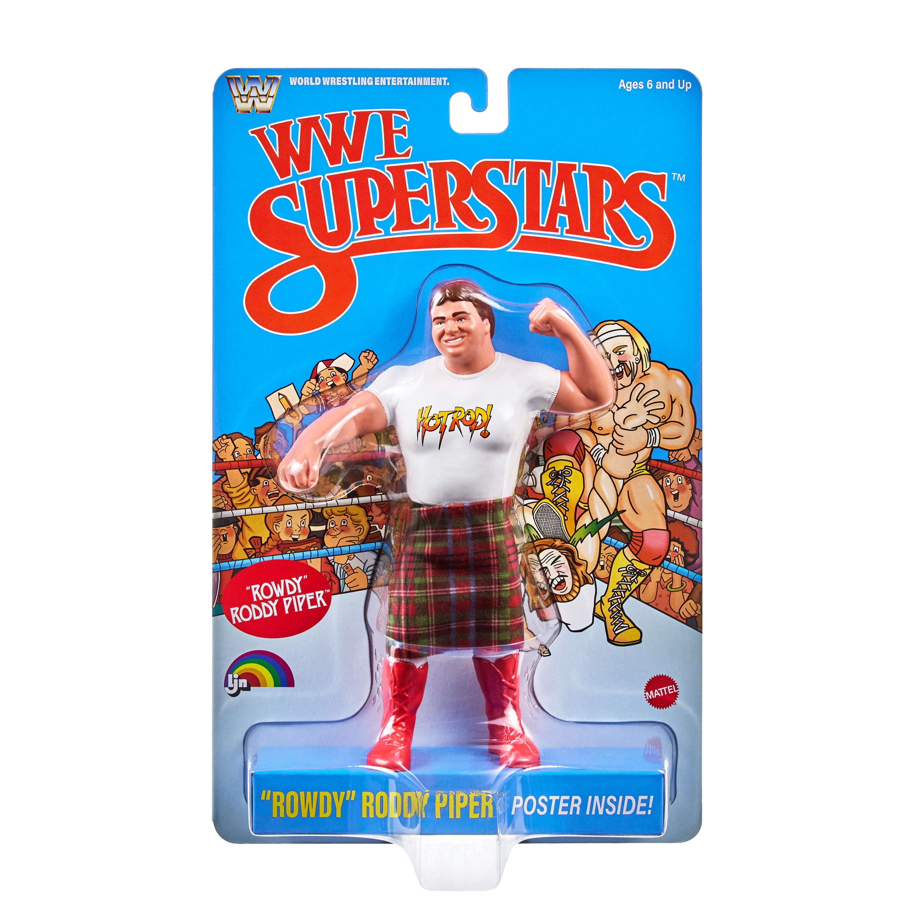 WWE Superstars LJN Figurine articulée de 20,3 cm Rowdy Roddy Piper, jouet de collection rétro des années 1980 (les styles peuvent varier)