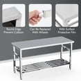 thumbnail image 3 of Table de Travail Pliant en Acier Inoxydable 60"x24 Pouces, Table de Préparation Commerciale Robuste avec Tablette Inférieure Ajustable, 3 of 9