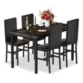 thumbnail image 2 of AWQM 5-Peice Dining Table Set, Faux Marble Dining Room Table and Chairs Set, Rectangle Kitchen Table Set with Durable Metal Frame and Upholstered Chairs, for Dining Room, Kitchen, Black, 2 of 11