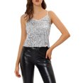 thumbnail image 1 of INSPIRE CHIC Camisole Courte à Paillettes pour Femme à Bretelles Spaghetti TP Argent Blanc, 1 of 7