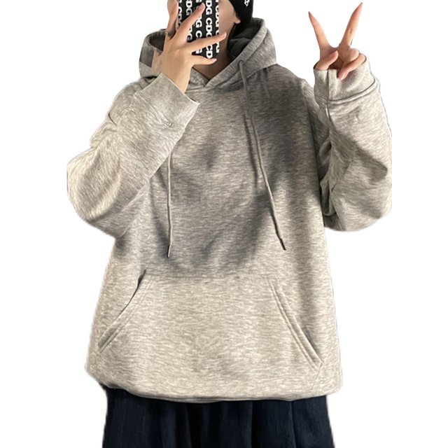 LUXUR Hommes Manches Longues Casual Hiver Sweat-Shirt Gris S