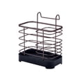 thumbnail image 2 of Wall Mounted Iron Kitchen Utensil Holder | Double Grid Chopstick & Spoon Storage Rack | Pull-Out Silver Utensil Organizer | 18x16x9.5cm Modern Kitchen Tool Organizer, 2 of 6
