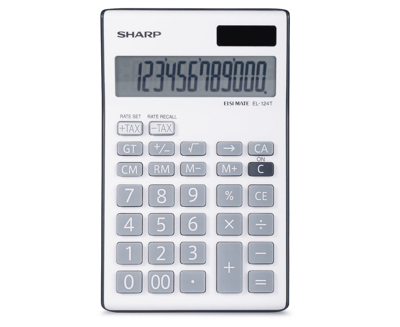 Sharp EL124TGY Desktop Calculator for High School, College & Office Use, Twin Power 12-Digit Display, Tax Keys, 4-Key Memory & GT Function