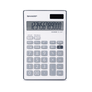 Sharp EL124TGY Calculatrice de bureau pour l'école secondaire, collège & Utilisation bureautique, Twin Power 12-Digit Affichage, clés fiscales, 4-Key Mémoire & GT Fonction