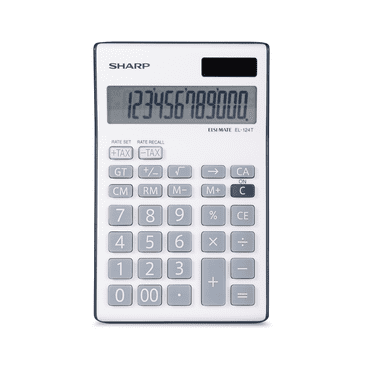 Calculatrice de bureau Sharp EL124TGY pour le secondaire, le cégep et le bureau, écran ACL 12 chiffres à double alimentation, touches de taxe, mémoire à 4 touches et fonction grand total (GT)