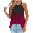 thumbnail image 1 of Timegard Womens Tank Tops Gradient Color Crew Neck Back Button Ruched Casual Sleeveless Tops Blouses, 1 of 3