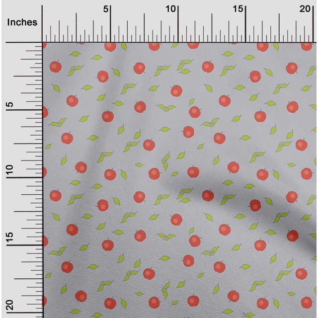 oneOone Cotton Poplin Fabric Leaves & Apple Fruit Fabric BTY 56 Inch Wide