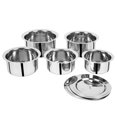 thumbnail image 2 of Silver Stainless Steel 5 Pcs Patila Set, Tope, Cookware Set With Lids - 1 Ltr To 3 Ltr, 22 Guage Induction & Gas Stove Friendly 10 Pcs Set, 2 of 4