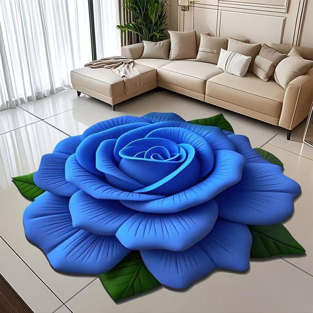 Feltree 3D Flower Mat Non-Slip Soft Area Rug 24x24 Inch Crystal Velvet for Living Room Bedroom Home Office Decor