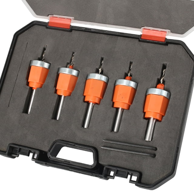 yeacher Ensemble de Perceuse à Fraise de Précision avec Roulements pour le Travail du Bois – 5 Pcs avec Boîte de Rangement, Pinces Sans Perçage, Forstner Bits Multi-Tailles (2.8/3/3.2/3.5/4mm)