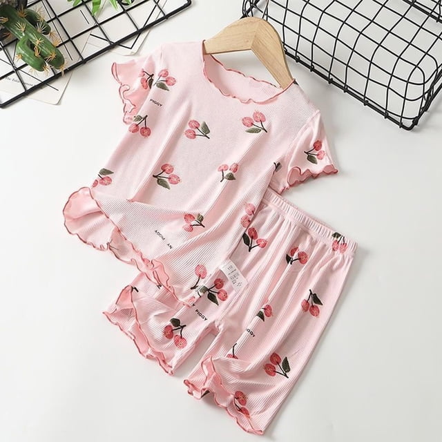 Pyjama d'Été pour Tout-Petits Filles Garçons, Enfants Filles Garçons, Motif Animal Fleur, Vêtements de Nuit