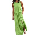thumbnail image 5 of MesaSe Femmes Casual Robe Robe d'Été pour les Femmes Cou Sans Manches Maxi Robes de Fourche de Couleur Unie Ouverture Robe Femmes Vêtements L AG, 5 of 5