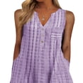 thumbnail image 2 of EIMELI Robes Décontractées à Carreaux pour Femmes Été Col en V Boutonné Robe Midi Ample Robes de Soleil avec Poches Violet G, 2 of 7