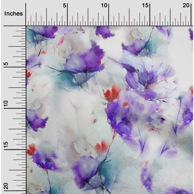 oneOone Polyester Lycra Fabric Flower Watercolor Print Fabric BTY 56 Inches Wide