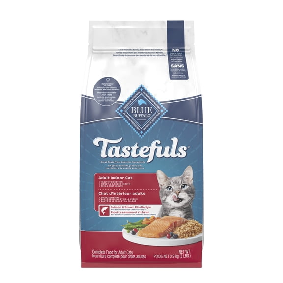 Blue Buffalo Tastefuls Dry Food, Adult Indoor Cat, Salmon and Brown Rice 0.9kg