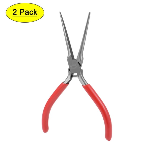 Unique Bargains Needle Nose Plier 6-Inch, Forged from High Carbon Steel, Nickel Plating, 2 Pcs