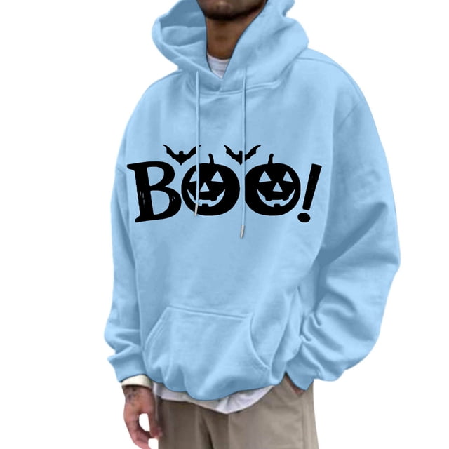 LUOGENLI Chandails à Capuchon pour Hommes Graphiques Voitures Chandail à Capuchon Graphique d'Halloween pour Hommes Chandail Molletonné à Enfiler Décontracté Chaud Doublé Veste à Capuche pour Automne Hiver Confort Chandails à Capuchon pour Hommes à Enfiler Travail Bleu Ciel Taille g