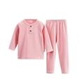 thumbnail image 2 of RXIRUCGD Baby Children's Winter Solid Striped Home Clothes Suit( Pink, Size:120 ), 2 of 7