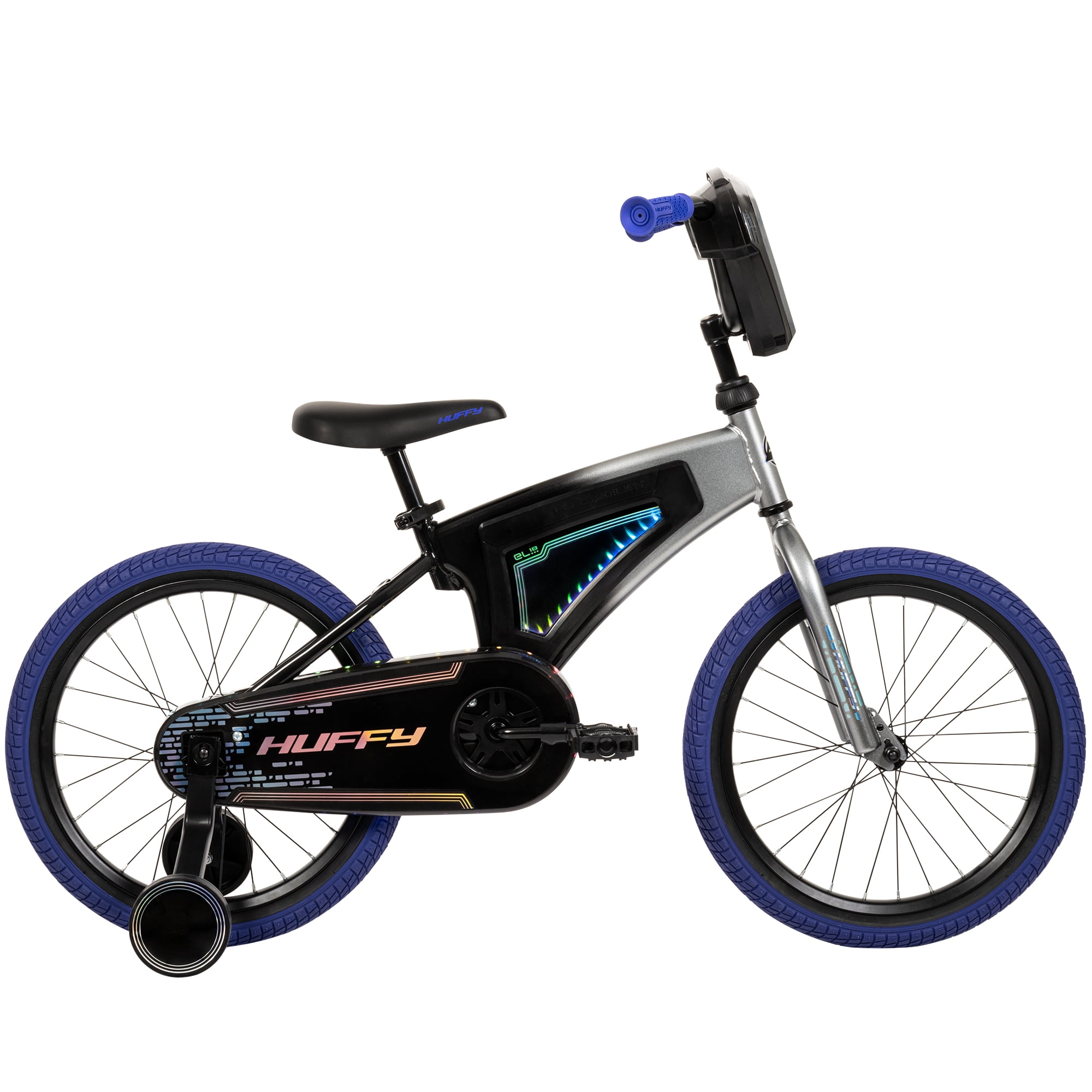Huffy 18" Electro-Light Kids' Bike, Fits Riders 42" - 49", Gray/Purple, Kids, Unisex