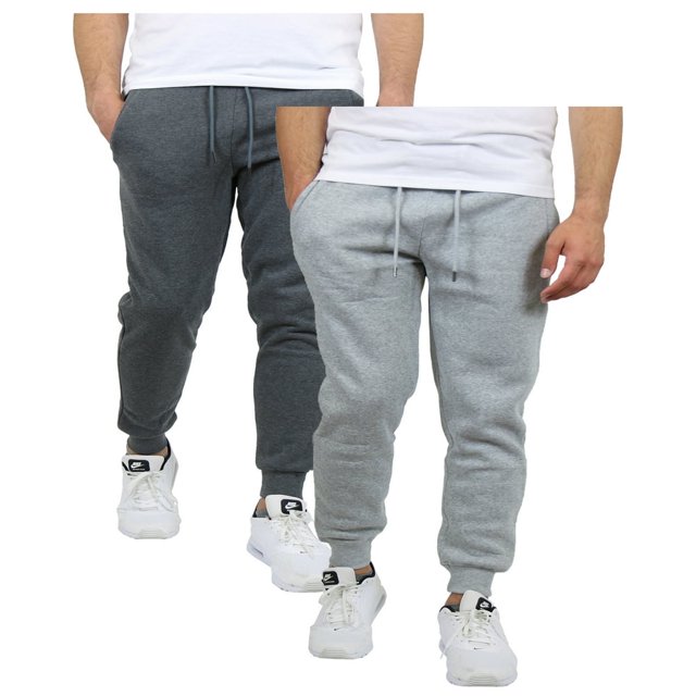 Men's 2 Pack Fleece Jogger Sweatpants,charcoal/heathergrey,M