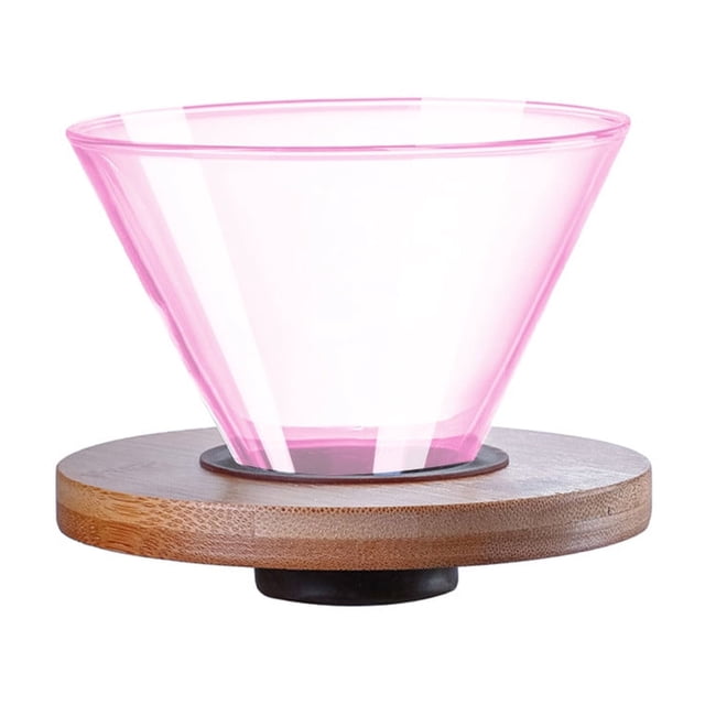 fheaev Coffee Filter Coffee Colored Glass Filter Mug Portable Glass Hand Brewed Coffee Filter Mug Drip Reusable Filter Removable Wooden Base