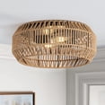 thumbnail image 1 of 2-Light Boho Flush Mount Ceiling Light, 15.55" Handcrafted Paper Rope Drum Ceiling Fixture, Farmhouse Close to Ceiling Light for Bedroom, Living Room, Hallway, 1 of 7