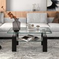 thumbnail image 3 of Giantex Table Basse Moderne en Verre avec Étagère de Rangement Inférieure et Cadre en Métal, Grain de Bois Noir, 3 of 8