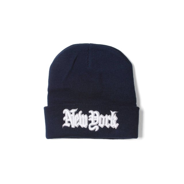 City Caps New York Bleu Marine Tuque d'Hiver à Revers