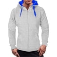thumbnail image 2 of Sentmoon Men Hoodie Oversized Drawstring Men's Sweatshirt Long Sleeve Color Block Loose with Pockets Stretchy Men's Fall Clothes Winter Trendy for Winter Business Travel Gray L, 2 of 5