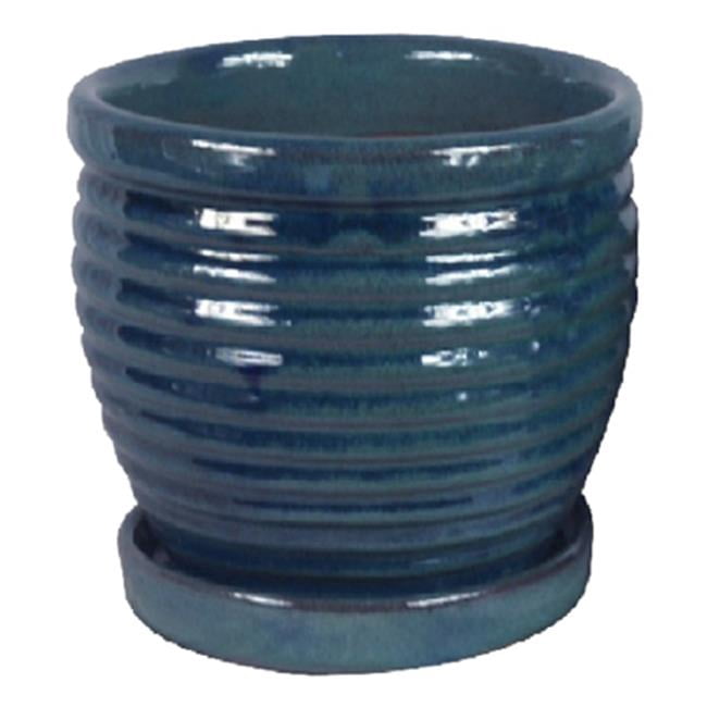 9 in. Aqua Blue Honey Jar Planter