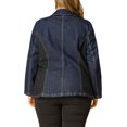 thumbnail image 3 of Agnes Orinda Women's Plus Size Denim Blazer Notched Lapel Button Work Jean Jackets 5X Blue, 3 of 8