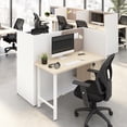 thumbnail image 3 of Hustle 60-inch Office Cubicle Desk with Storage in White/Elm - Engineered Wood, 3 of 7
