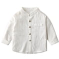 thumbnail image 1 of Birdeem Chemise Décontractée Unie pour Garçons, Chemise à Manches Longues à Col Montant, 1 of 7