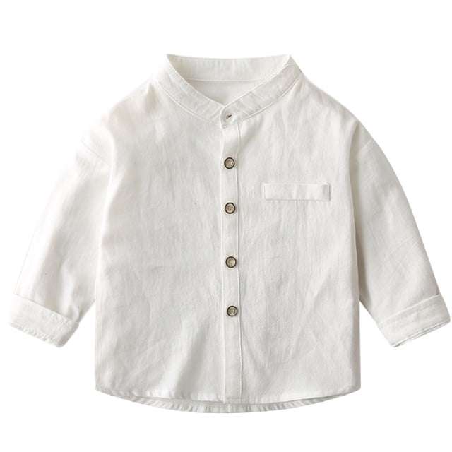 Birdeem Chemise Décontractée Unie pour Garçons, Chemise à Manches Longues à Col Montant