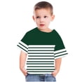 thumbnail image 4 of Zwiiyzr T-Shirt Rayé 2025 pour Enfants Col Rond Manches Courtes pour Garçons Filles Vert-4-5 Ans, 4 of 6