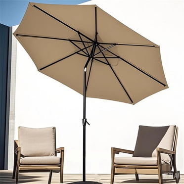 Parasol de Patio 9 Pi pour l'Extérieur, Parasol de Marché de Table à 8 Nervures Robustes avec Inclinaison et Manivelle, Parasols Centrés Abri Solaire, Protection UV Imperméable